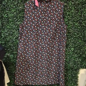 Chic Floral Sleeveless Mini Dress - Navy Blue and Red